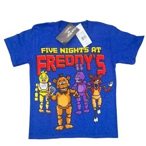 Five Nights at Freddys‎ T Shirt Royal Heather Blue Pixelated XS NWT